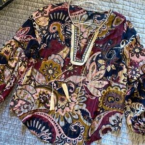 Adorable Boho Buffalo Paisley Blouse